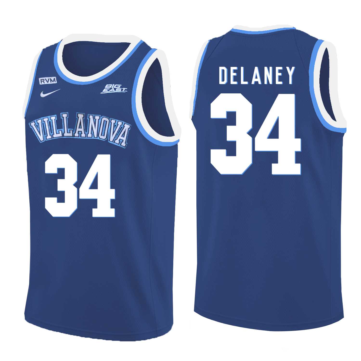 Villanova Wildcats 34 Tim Delaney Blue College Basketball Jersey Dzhi